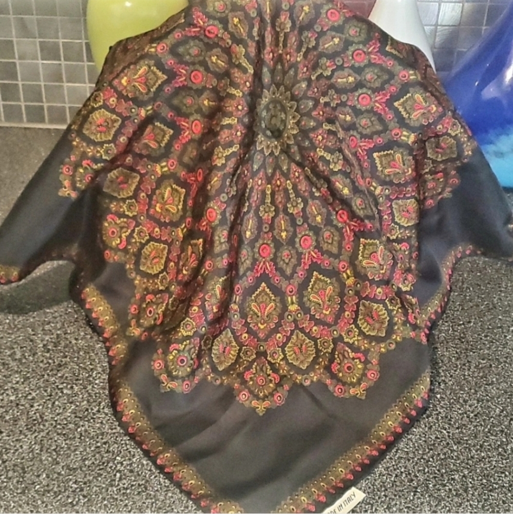 Dior Black and Red Scarf 18.50" X 18.50"